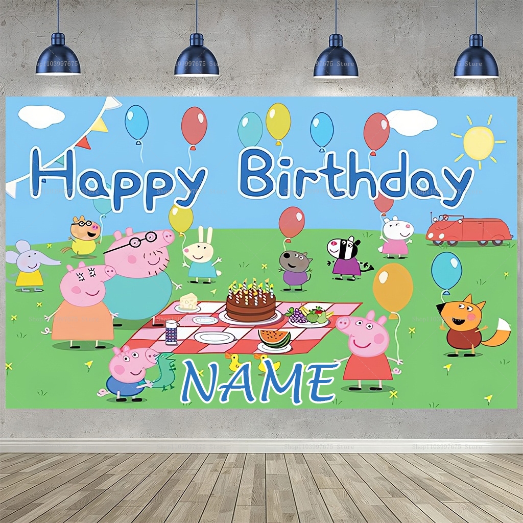 Baby Food For 1 Year Old - Custom Name Cartoon Peppa Pig Backdrops