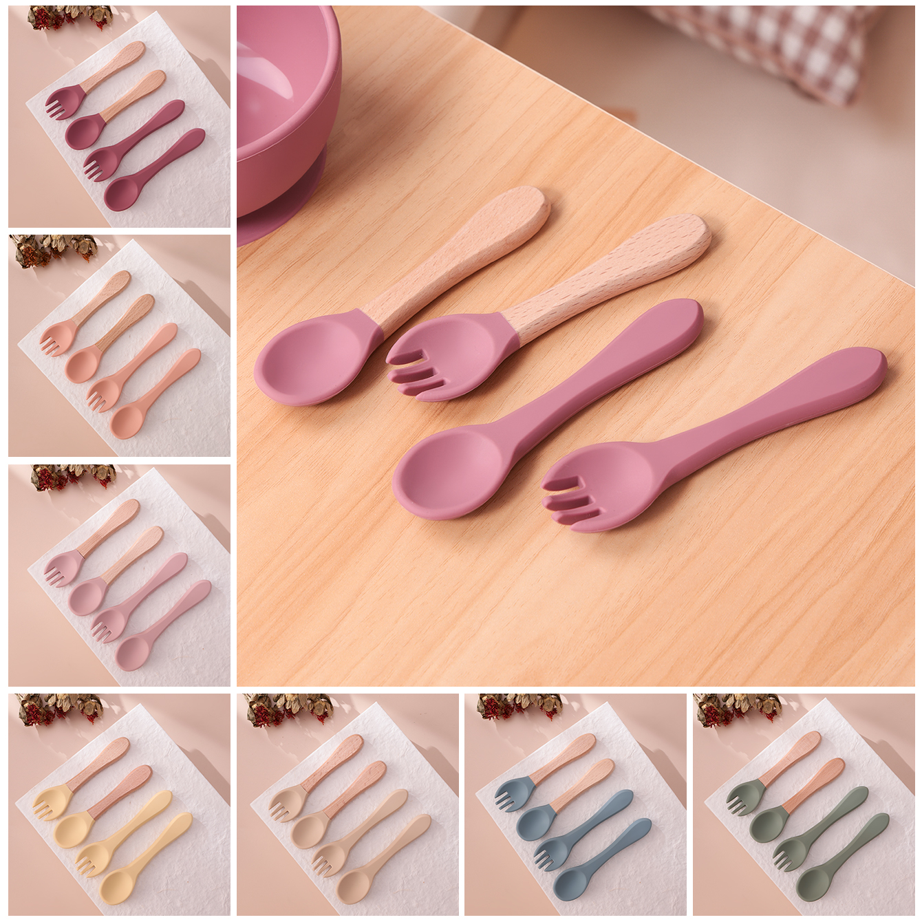 Baby Kitchen Food - Color Kids 4PCS Silicone Baby Feeding