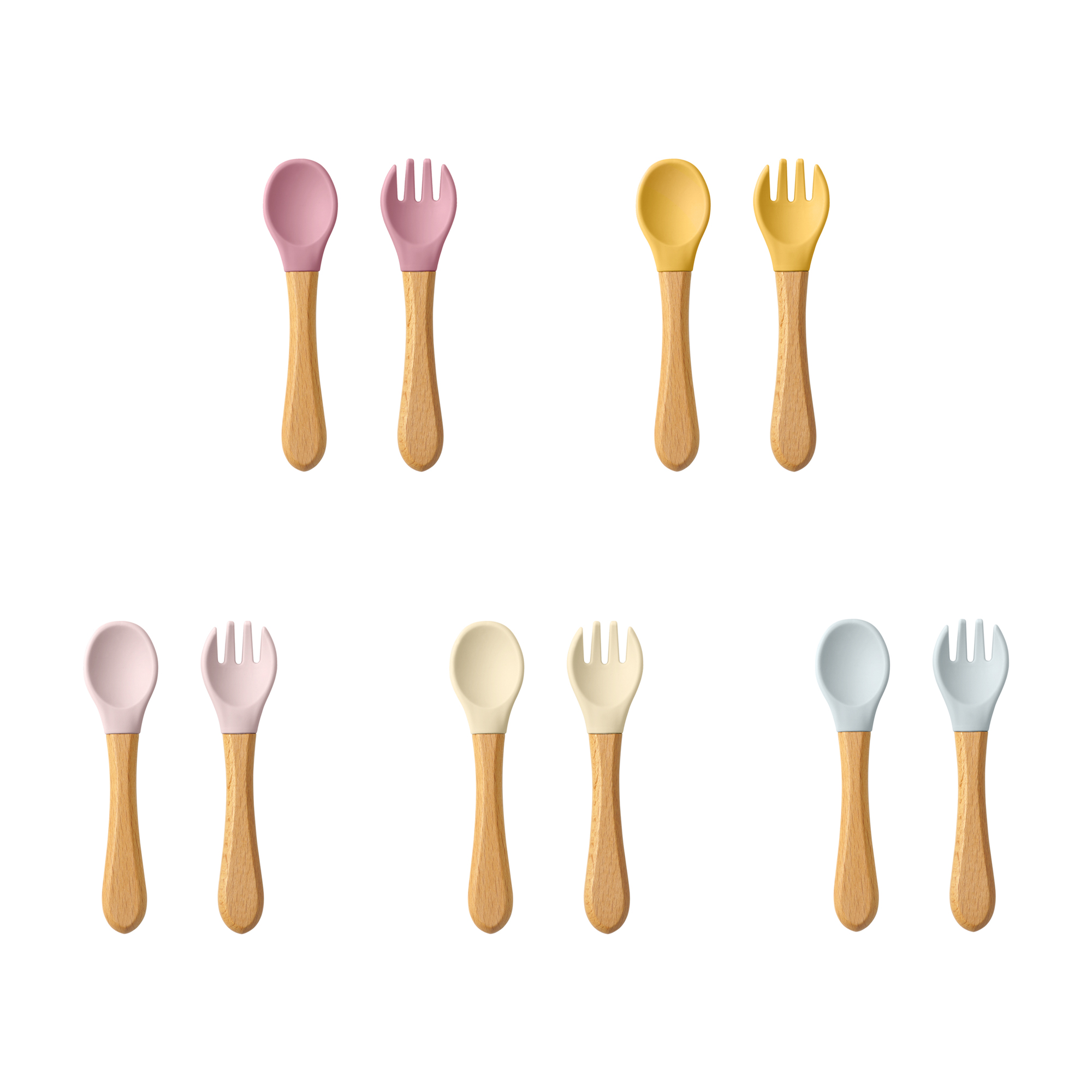Baby Kitchen Food - 2PCS Baby Learning Spoons Utensils Set