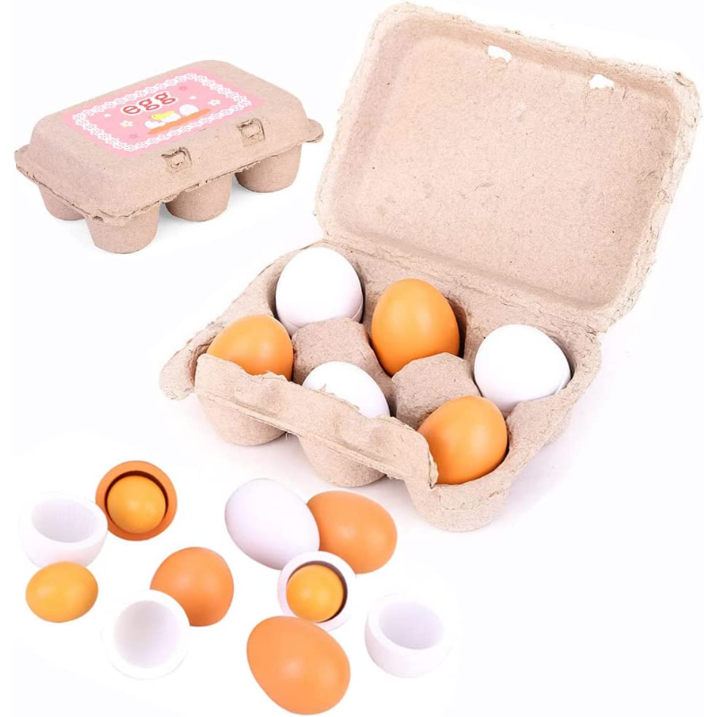 6pcs Wooden Eggs Toy Egg Kitch - Baby Food Cooking Set avis et prix