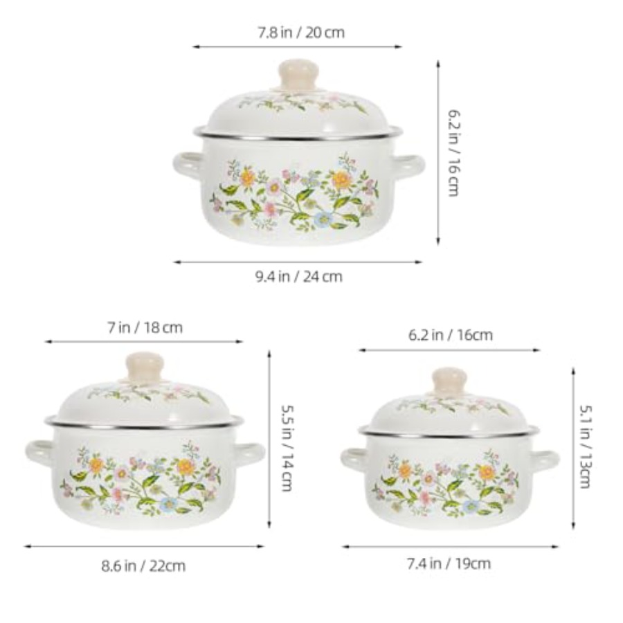 3-Piece Mini Enamel Soup Pot S - Baby Food Cooking Set avis et prix