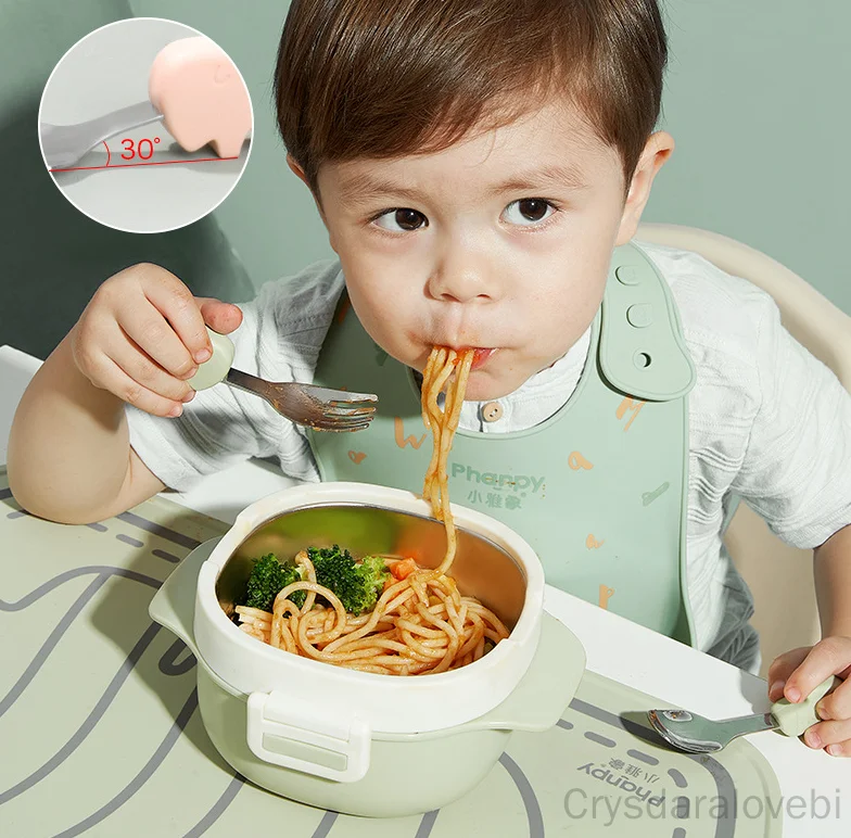 1setElephant Short Fork Spoon  - Baby Food Japan avis et prix