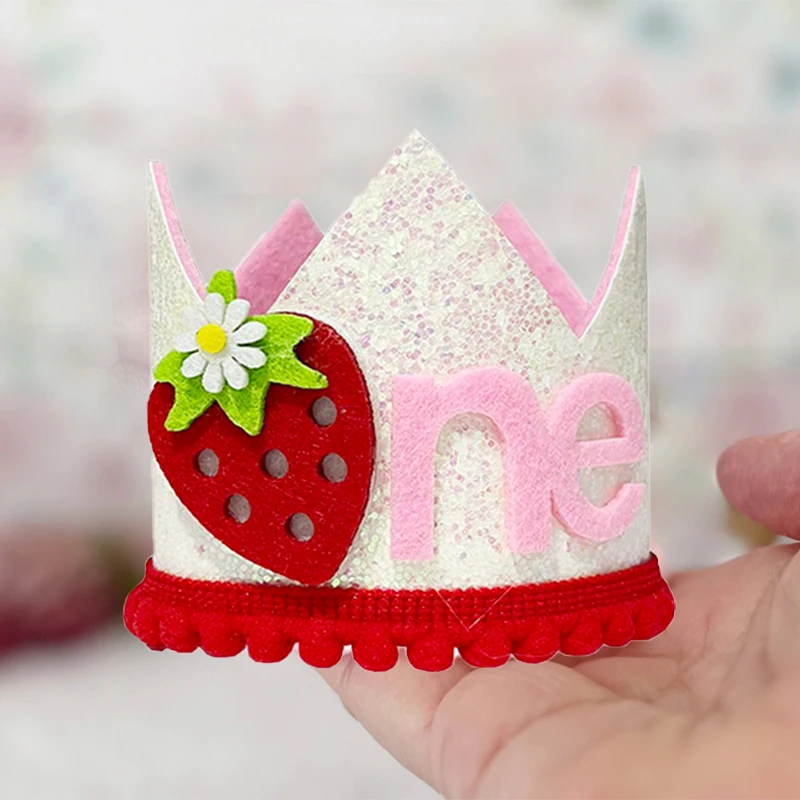 Pink Strawberry Crown Birthday - Baby Food Year Old avis et prix