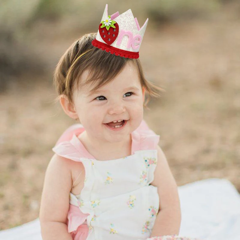 Pink Strawberry Crown Birthday - Baby Food Year Old avis et prix