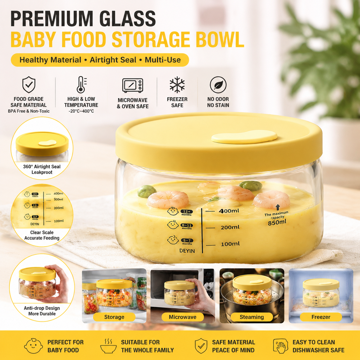 Borosilicate Glass Food Storag - Baby Food Prep Containers avis et prix